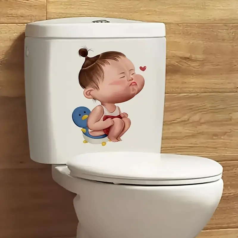 Home Bathroom Wall Tiles - Cartoon Funny Child Toilet Stickers, Bright