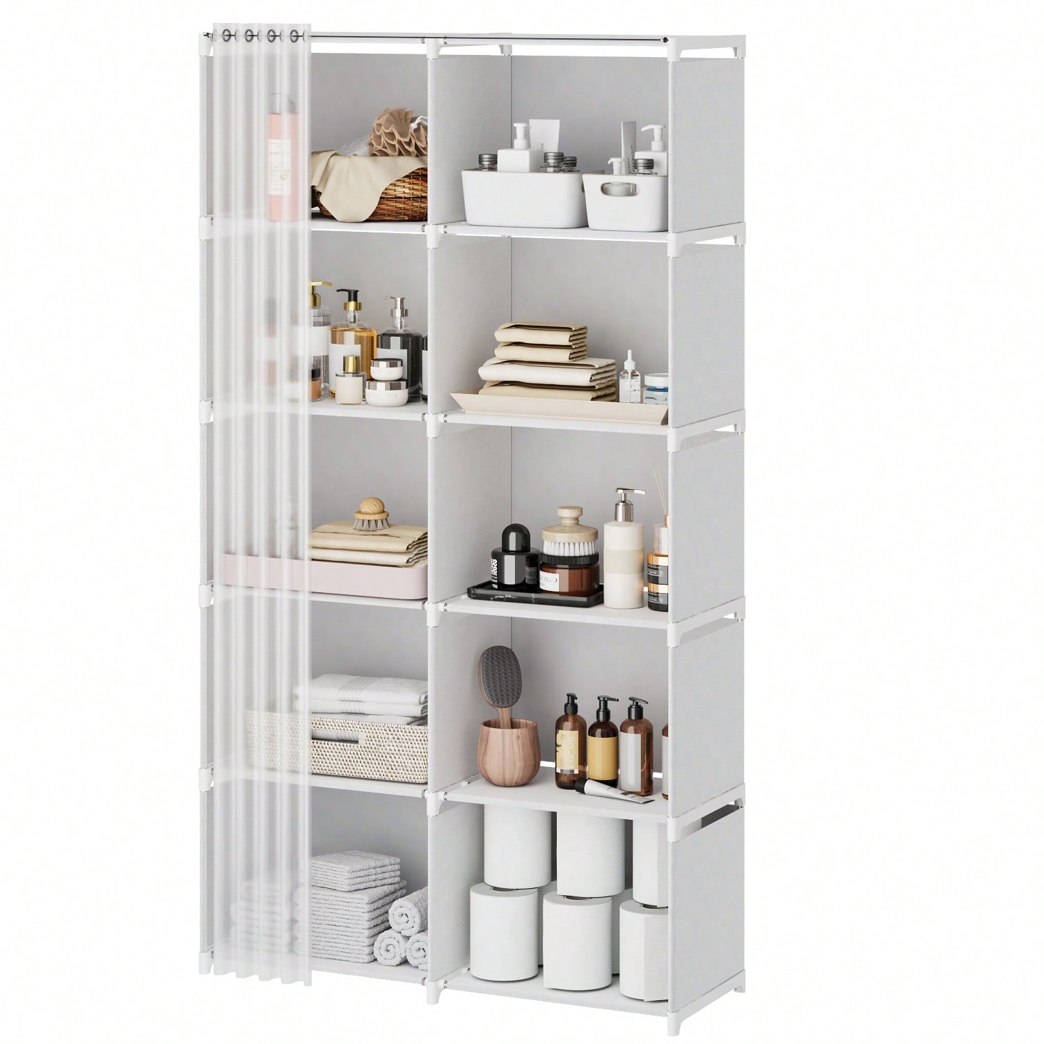 Home Bathroom Cabinets - Tomnk 4/10 Compartments Simple Bathroom Organizer,