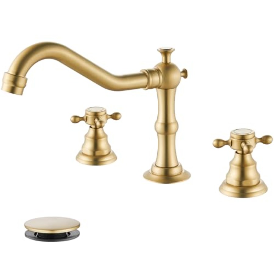 Basin Mixer Tap - 3 Hole Widespread Bathroom Sink Faucet