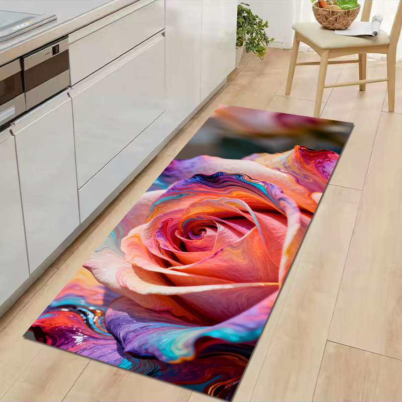 Home Kitchen Bathroom Cleaning - VIKAMA Floral Print Diatom Bath Rug