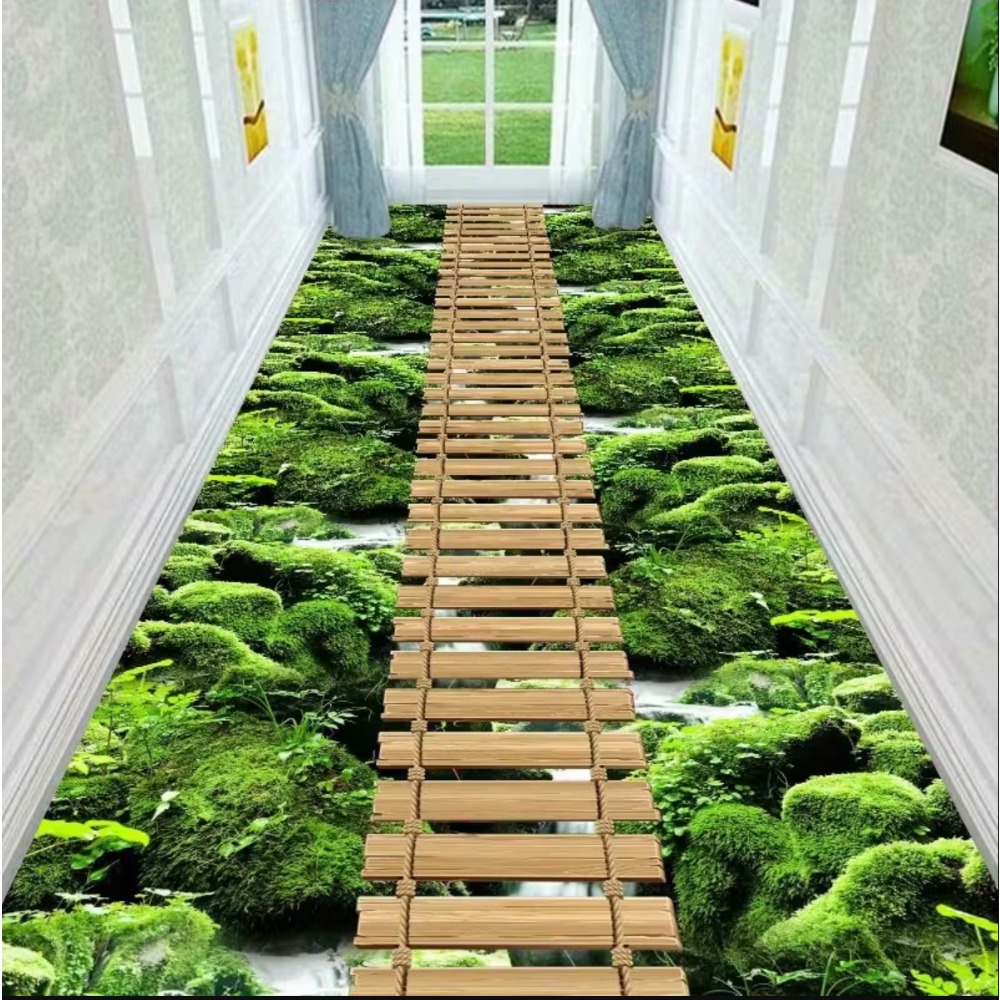 Home Kitchen Bathroom Cleaning - Fun Bridge Flowing Theme Carpet Anti