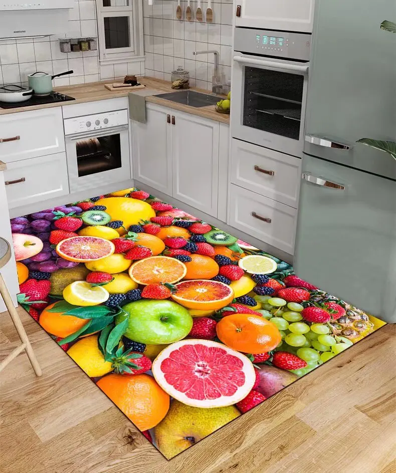 Home Kitchen Bathroom Cleaning - Kitchen Non-slip Mats Fruit Pattern Big