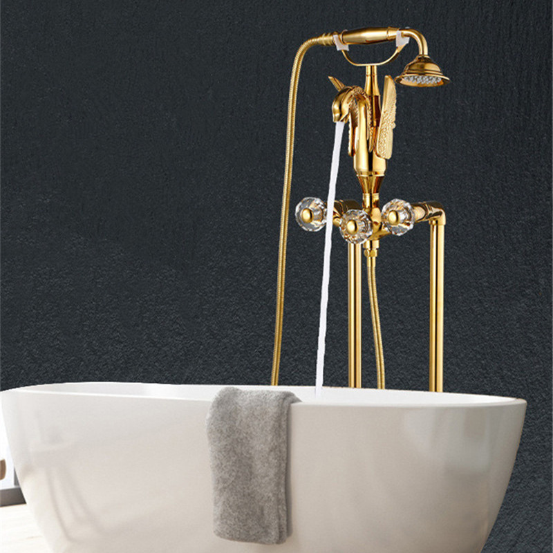 Home Bathroom Faucets - Tuqiu Gold Bathtub Faucet Set Floor