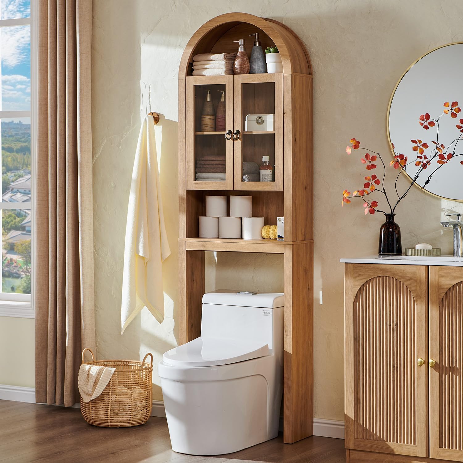 Home Bathroom Cabinets - Arched Over The Toilet Storage Cabinet