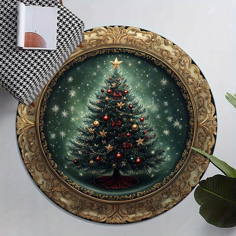 Home Decor Bathroom Ideas - Christmas Tree Holiday Ornament Round Rug