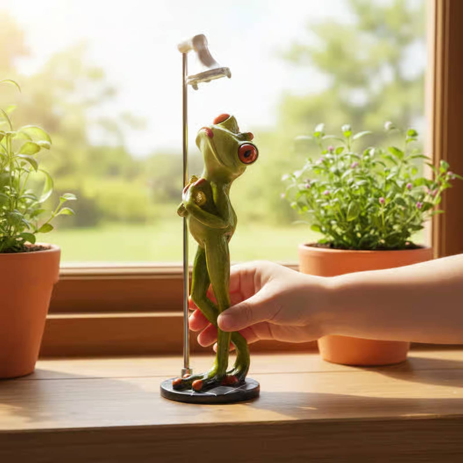 Home Bath - Showering Frog Figurine Novelty Item Bathing