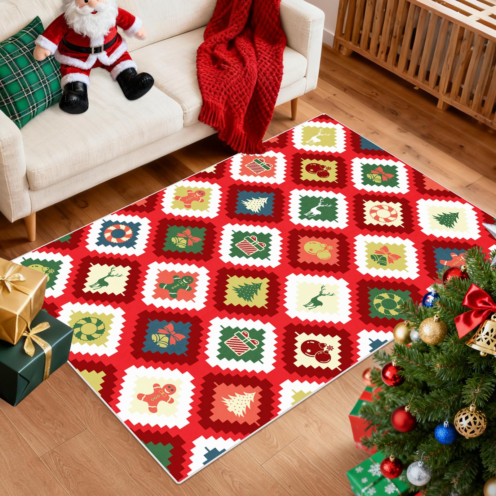 Home Bathroom Upgrades - Washable Christmas Area Rug, Xmas Non-Slip