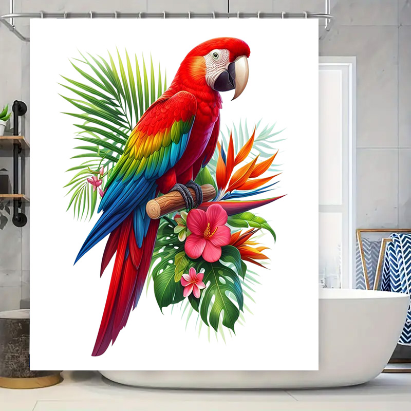 Home Decor Bathroom Ideas - Vibrant Parrot Shower Curtain Tropical Bird