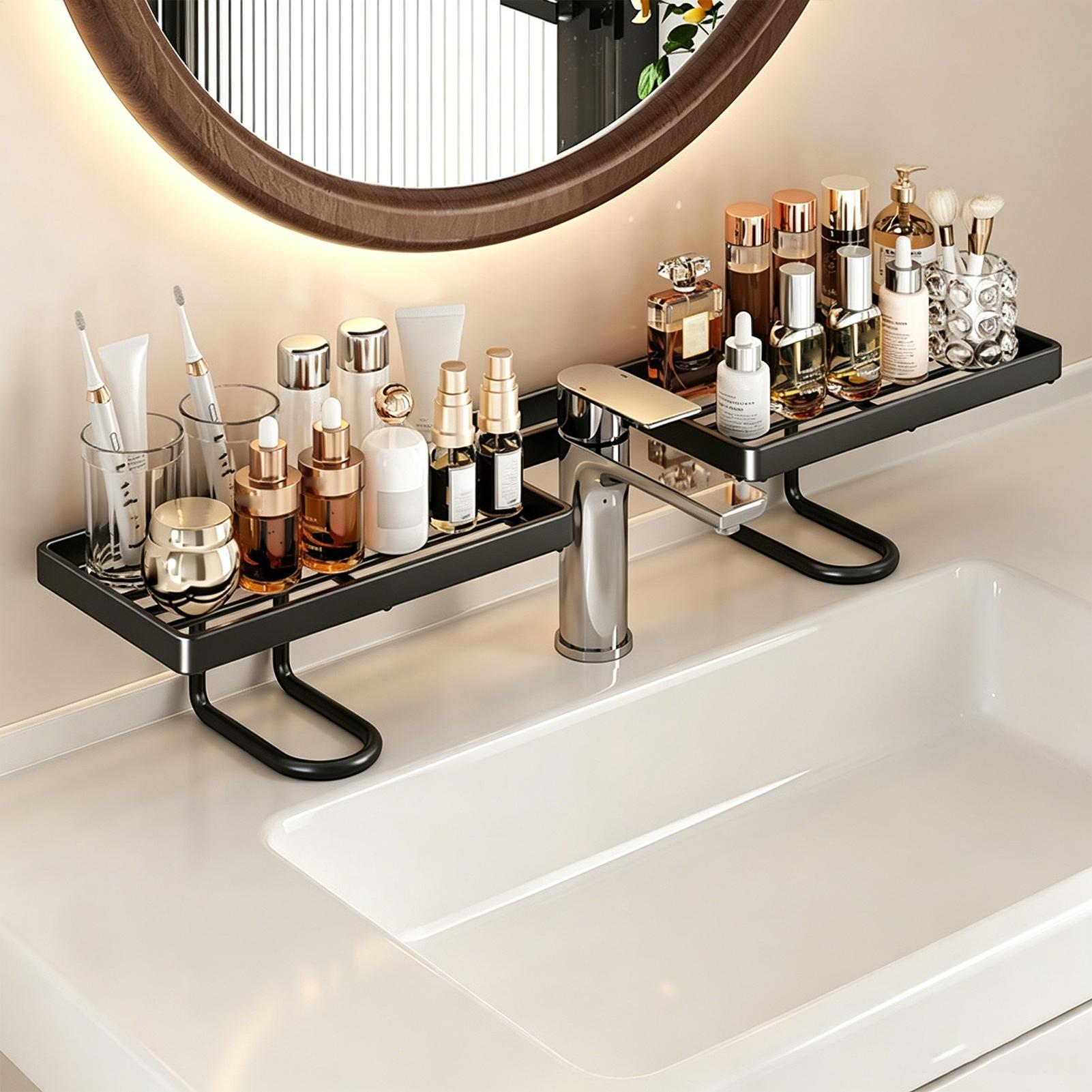 Home Bathroom Faucets - Faucet Storage Rack No-Drill Carbon Steel