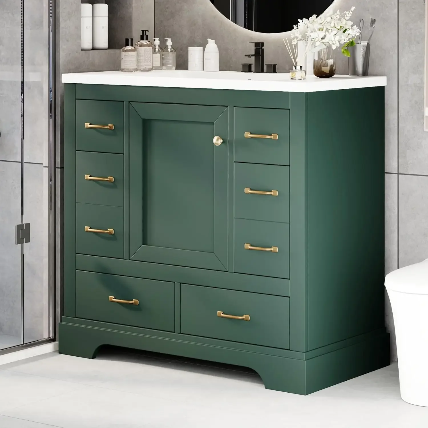 Home Bathroom Cabinets - 36in Bathroom Vanity Cabinet with Sink,6