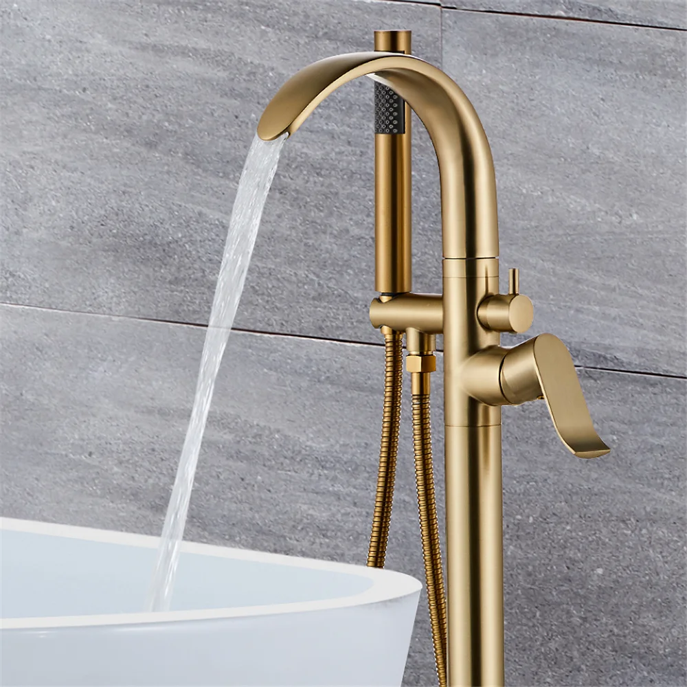 Home Bathroom Faucets - Black Bathtub Faucet Set Floor Decked