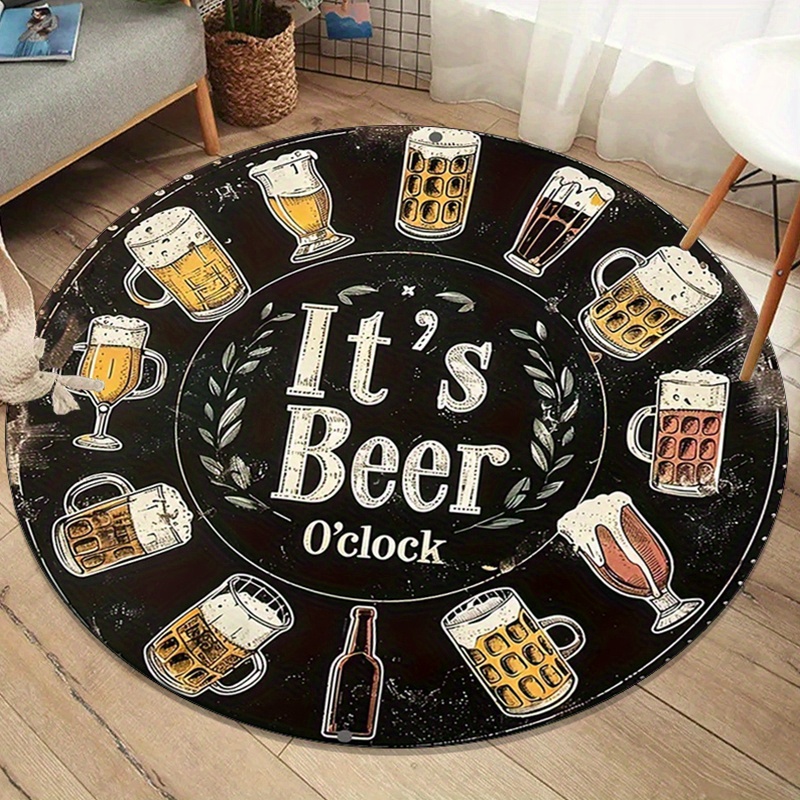 Home Decor Bathroom Ideas - Funny Beer O’Clock Round Rug Flannel