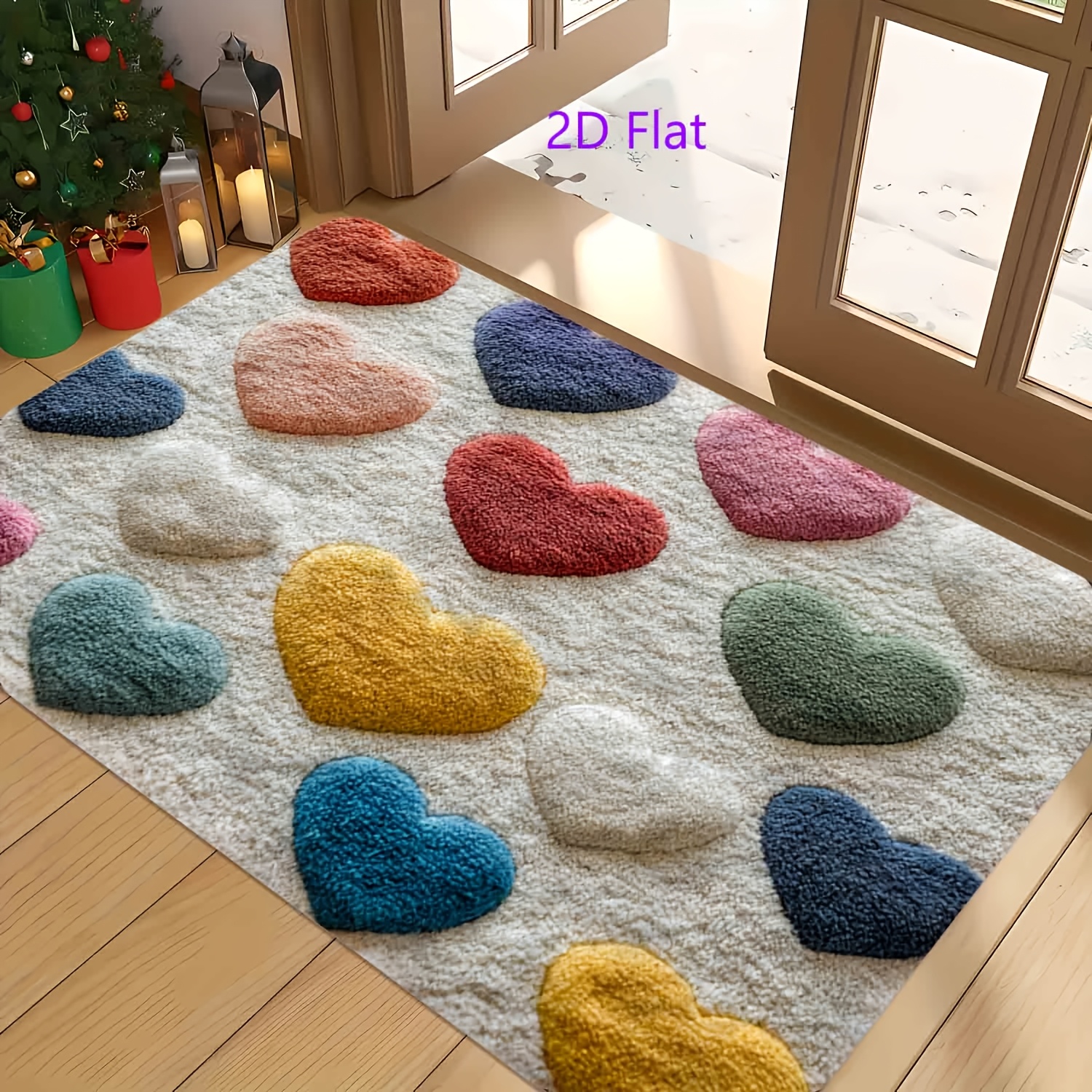 Home Kitchen Bathroom Cleaning - 2D Flat Love Theme Pattern Doormat,