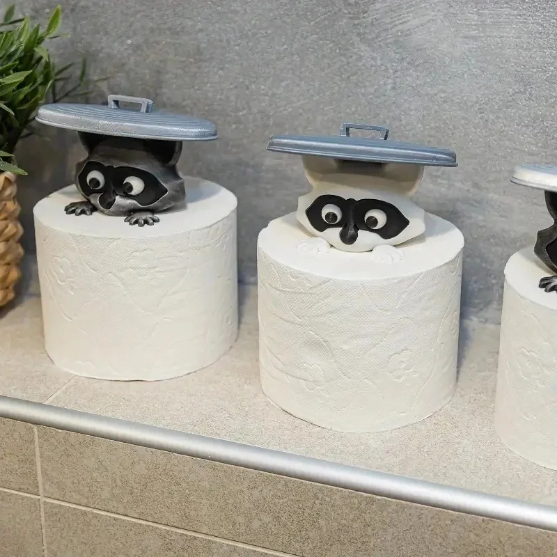 Home Decor Bathroom Ideas - Black and White Cute Raccoon Toilet