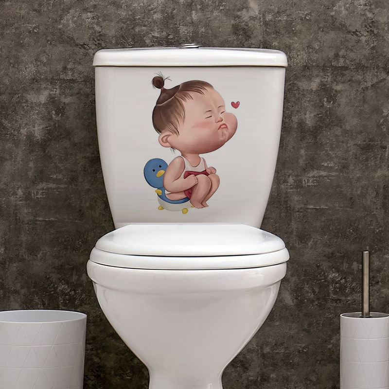 Cartoon Funny Child Toilet Sti - Home Bathroom Wall Tiles ulasan dan harga
