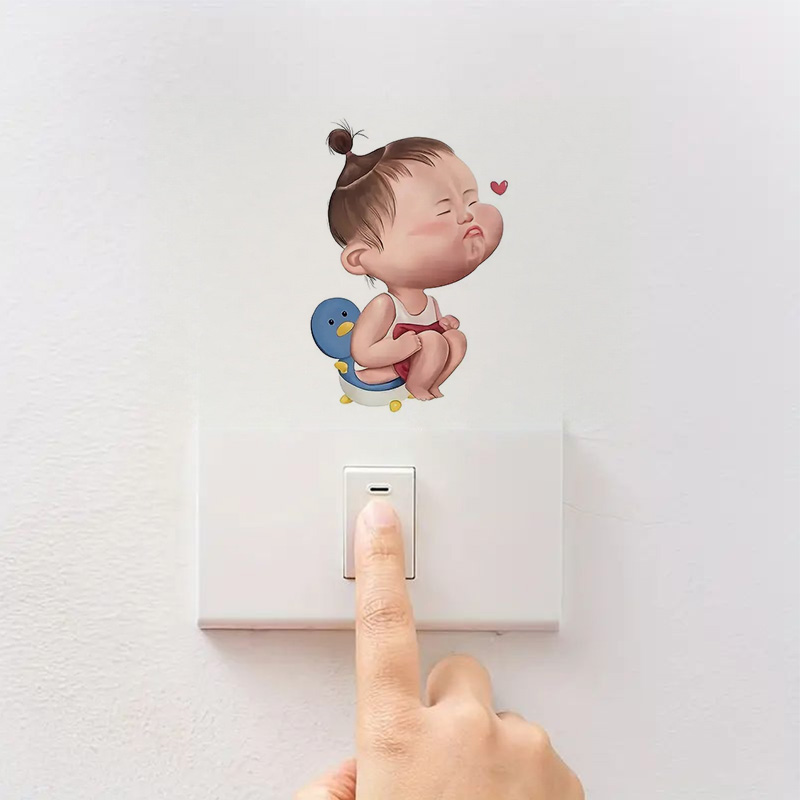 Cartoon Funny Child Toilet Sti - Home Bathroom Wall Tiles ulasan dan harga