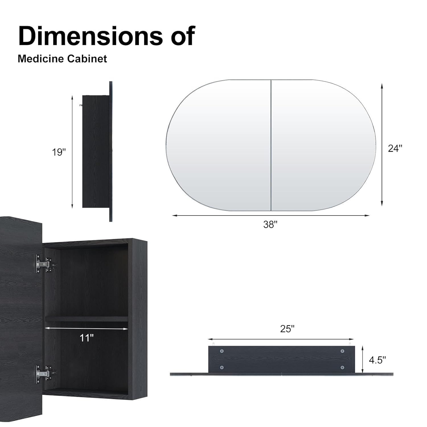 Oval Medicine Cabinet with Mir - Home Bathroom Cabinets ulasan dan harga