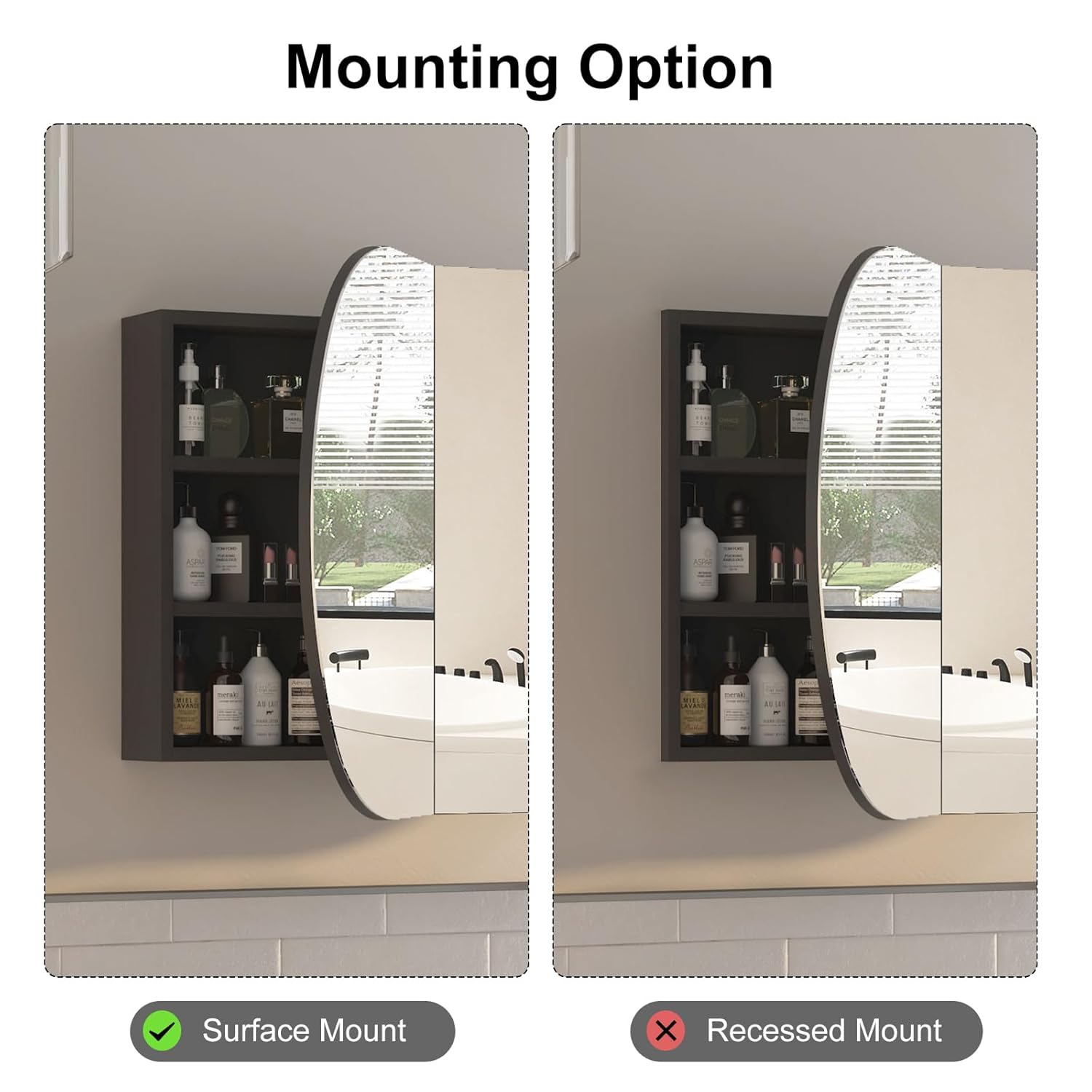 Oval Medicine Cabinet with Mir - Home Bathroom Cabinets ulasan dan harga