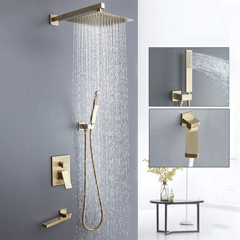 Concealed Brushed Gold Shower  - Home Bathroom Faucets ulasan dan harga