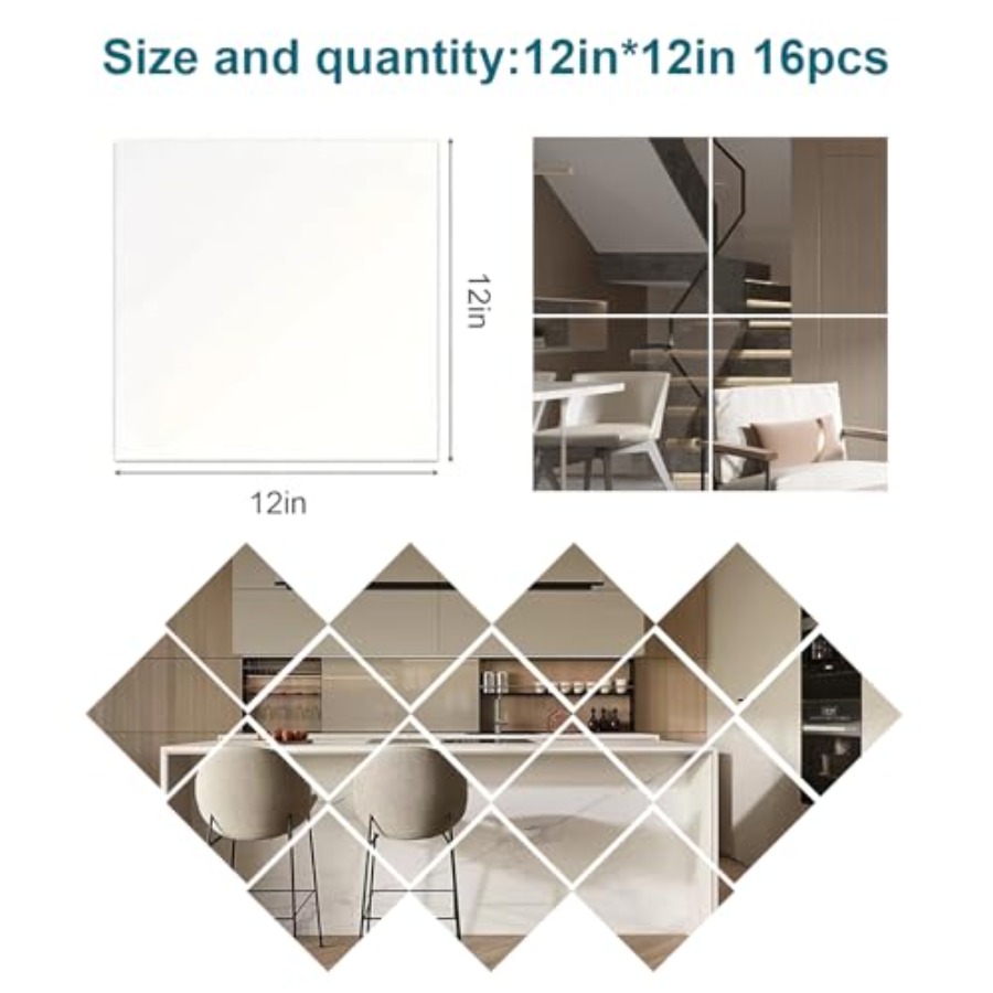16 Pack Shatterproof Acrylic M - Home Bathroom Wall Tiles ulasan dan harga