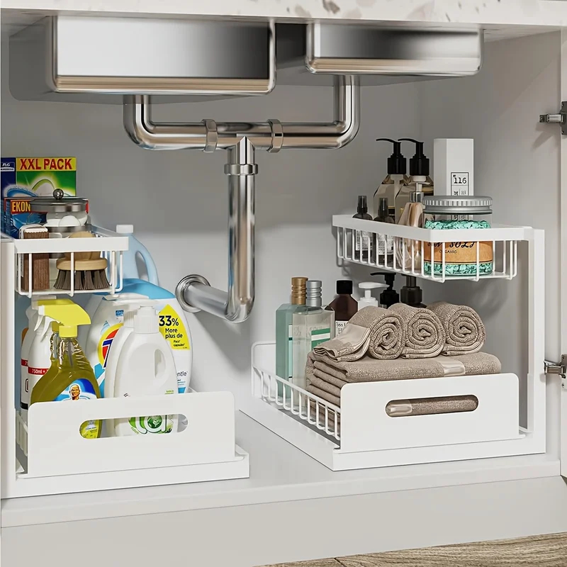 2-Tier Sliding Under Sink Orga - Home Kitchen Bathroom Cleaning ulasan dan harga