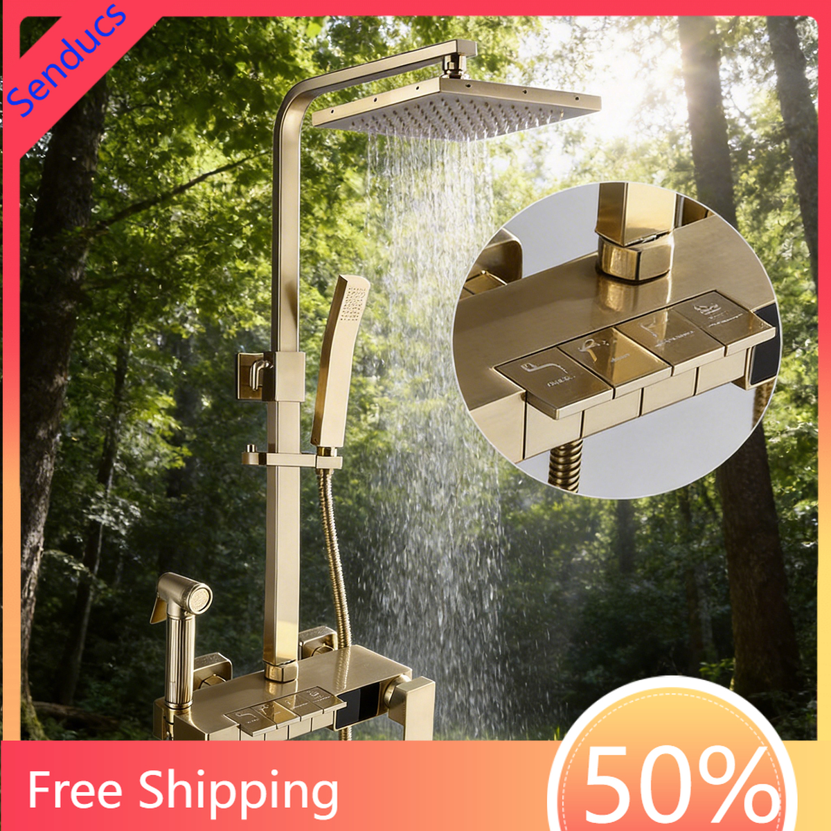 Brushed Gold Piano Digital Bat - Home Bathroom Faucets ulasan dan harga