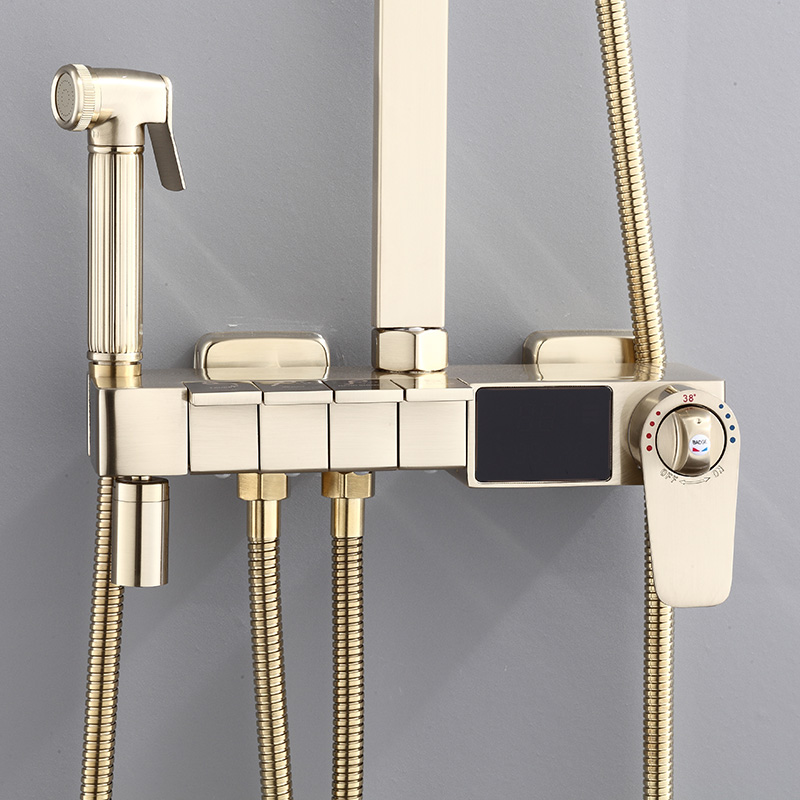 Brushed Gold Piano Digital Bat - Home Bathroom Faucets ulasan dan harga