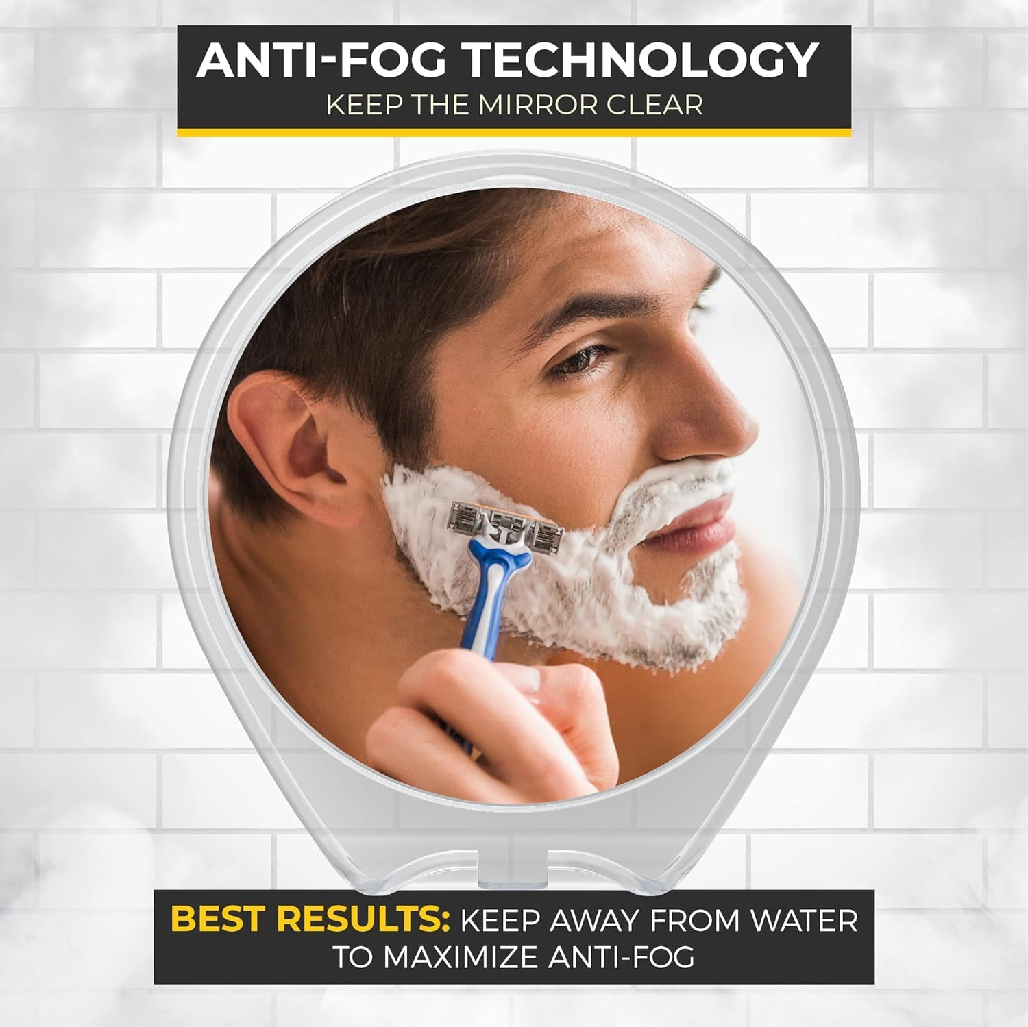 Fogless Shower Mirror with Suc - Shaving Mirror Suction ulasan dan harga