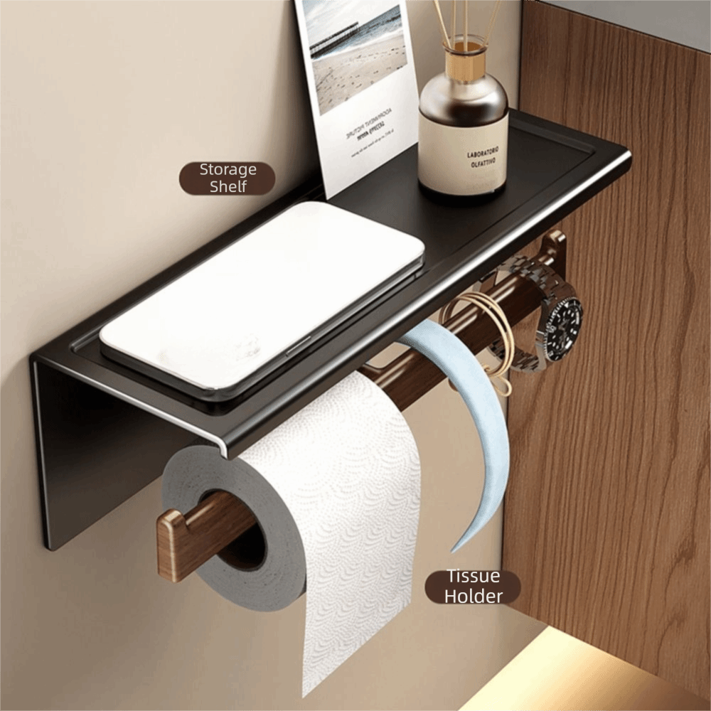 Wood Material Wall-Mounted Toi - Toilet Paper Holder ulasan dan harga
