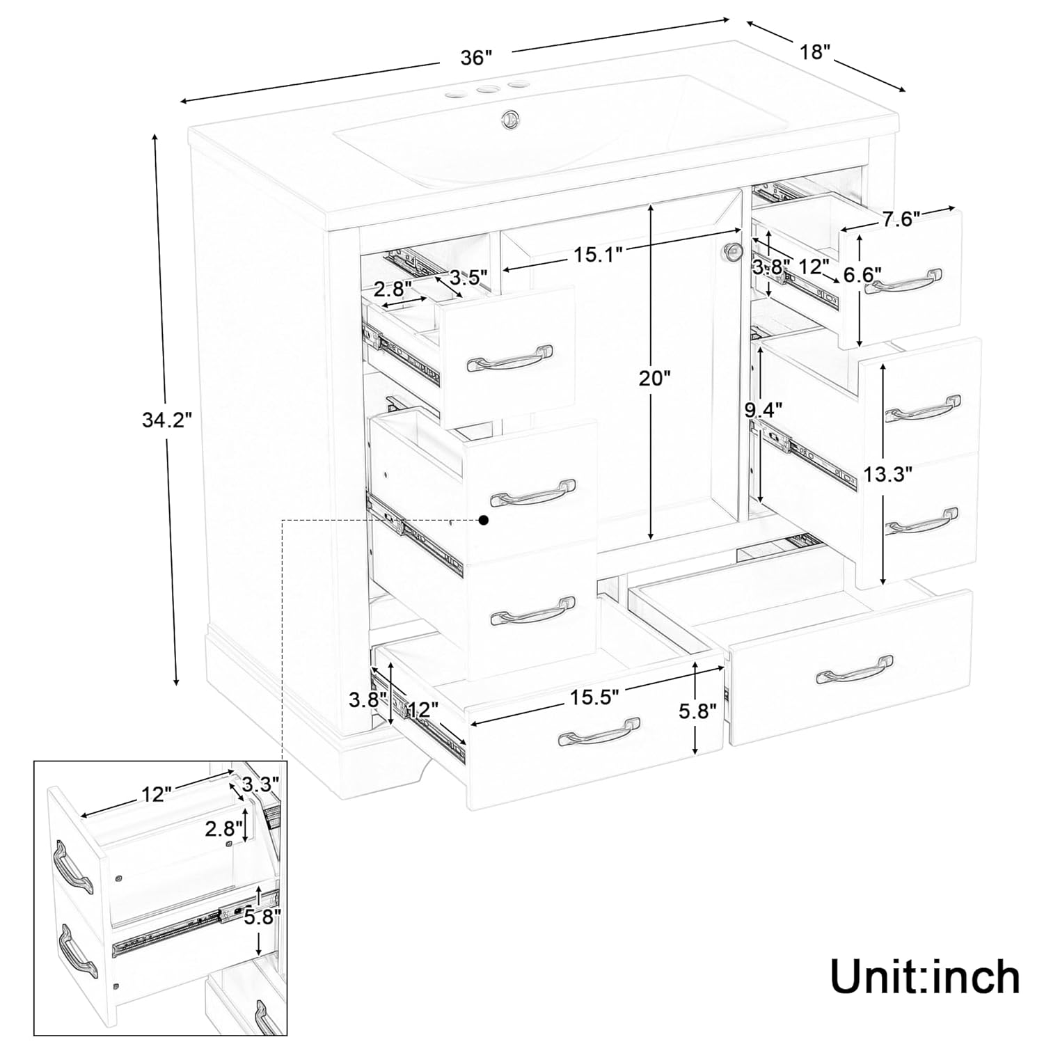 36in Bathroom Vanity Cabinet w - Home Bathroom Cabinets ulasan dan harga