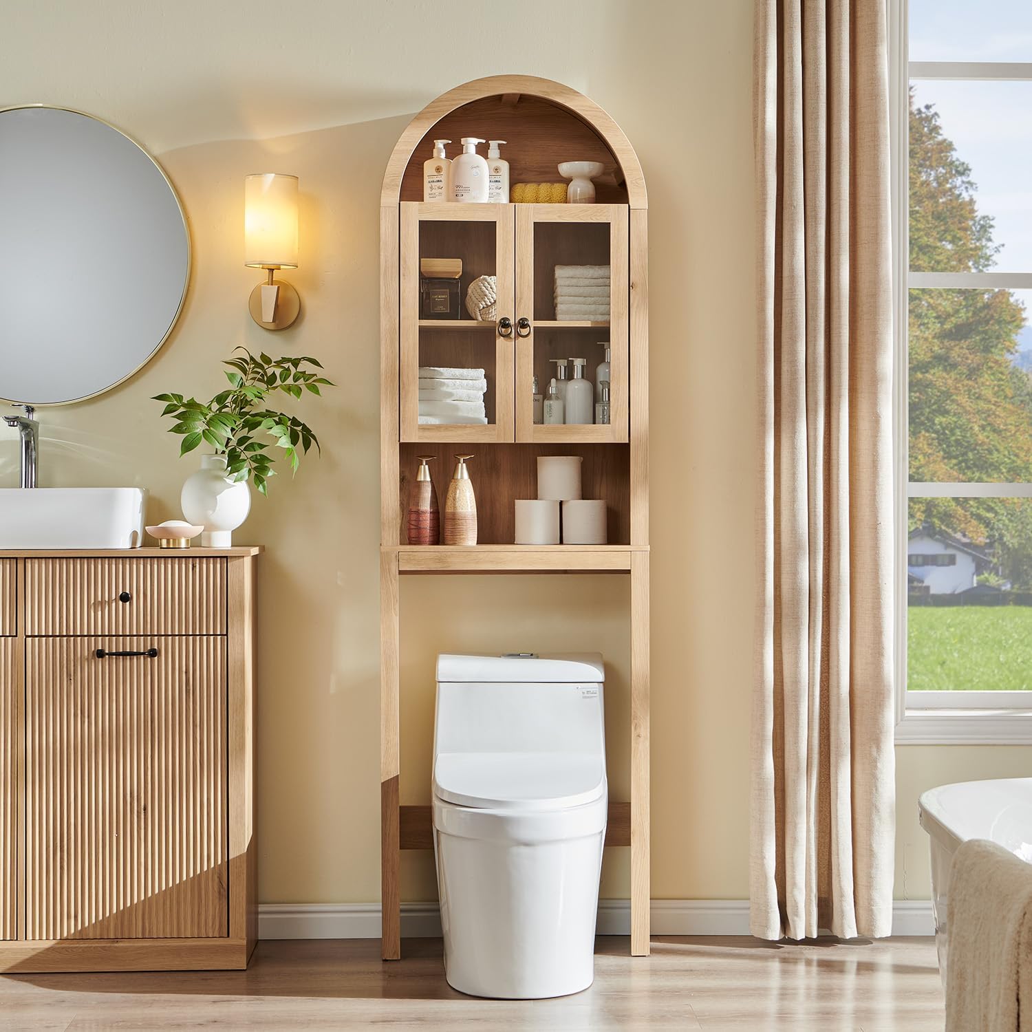 Arched Over The Toilet Storage - Home Bathroom Cabinets ulasan dan harga