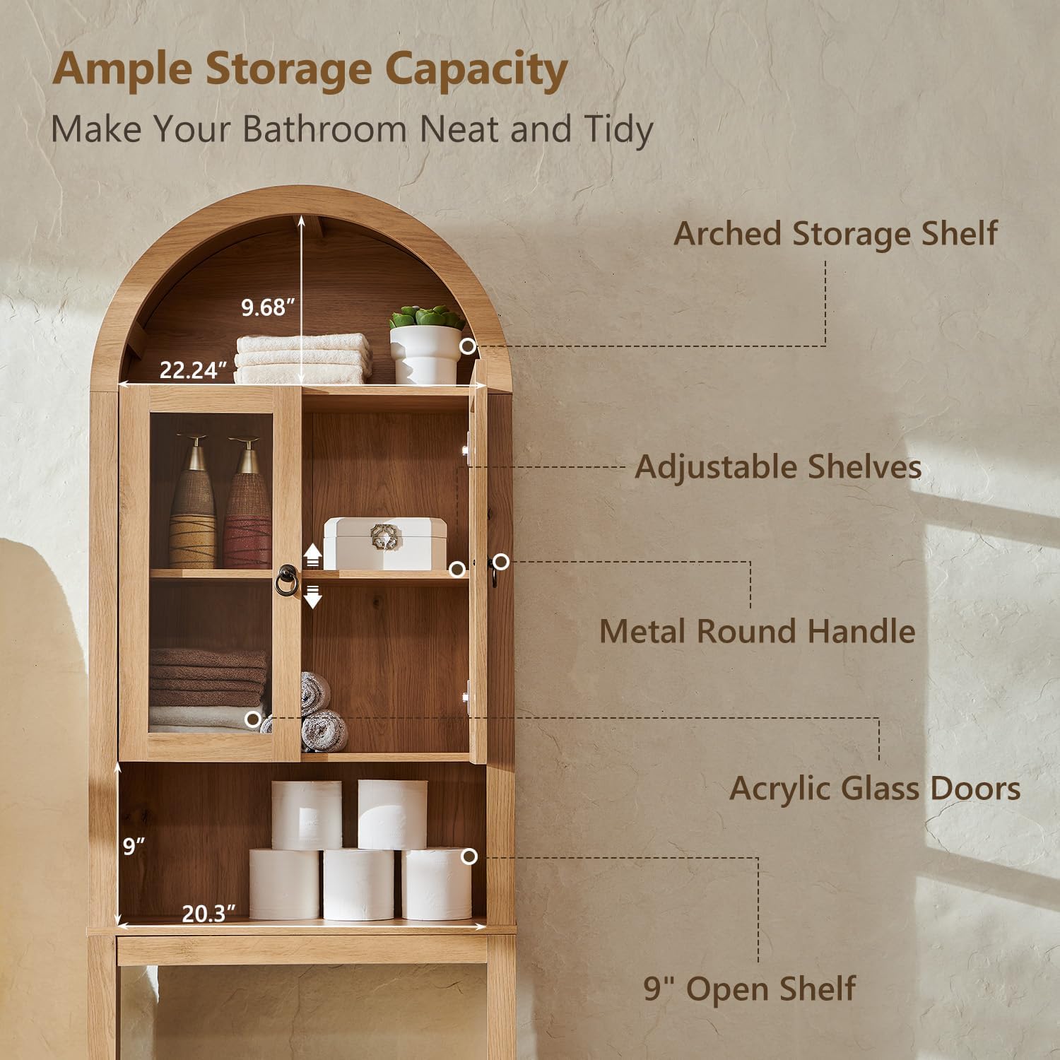 Arched Over The Toilet Storage - Home Bathroom Cabinets ulasan dan harga