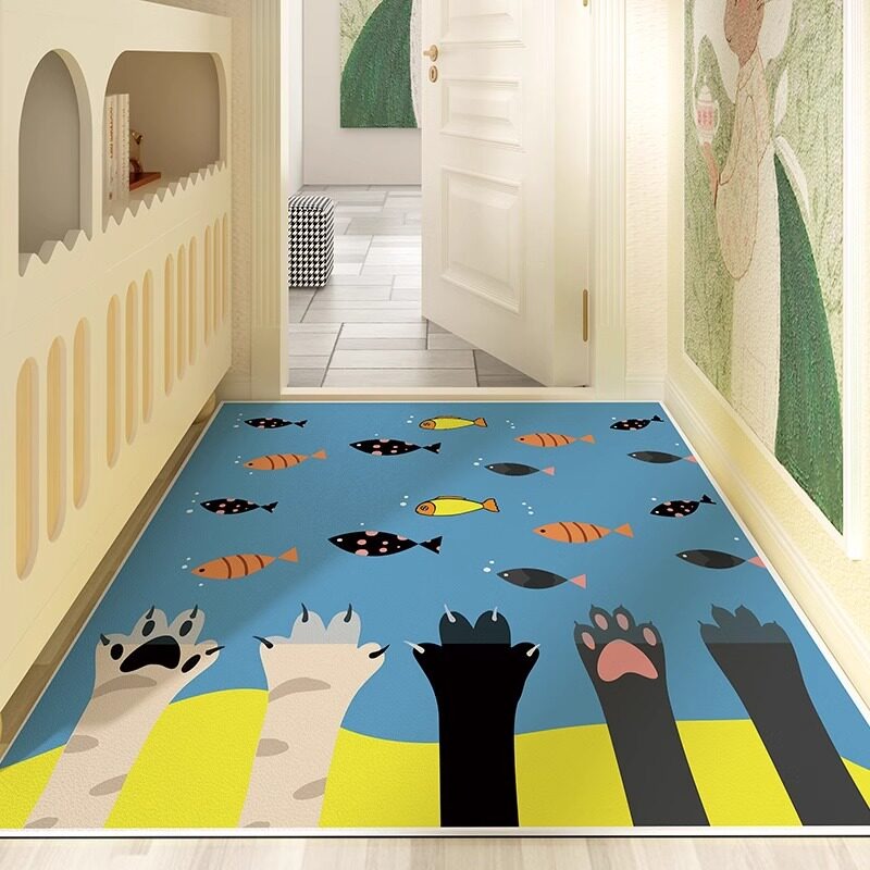 Kitten PVC Kitchen Floor Mat C - Home Kitchen Bathroom Cleaning ulasan dan harga
