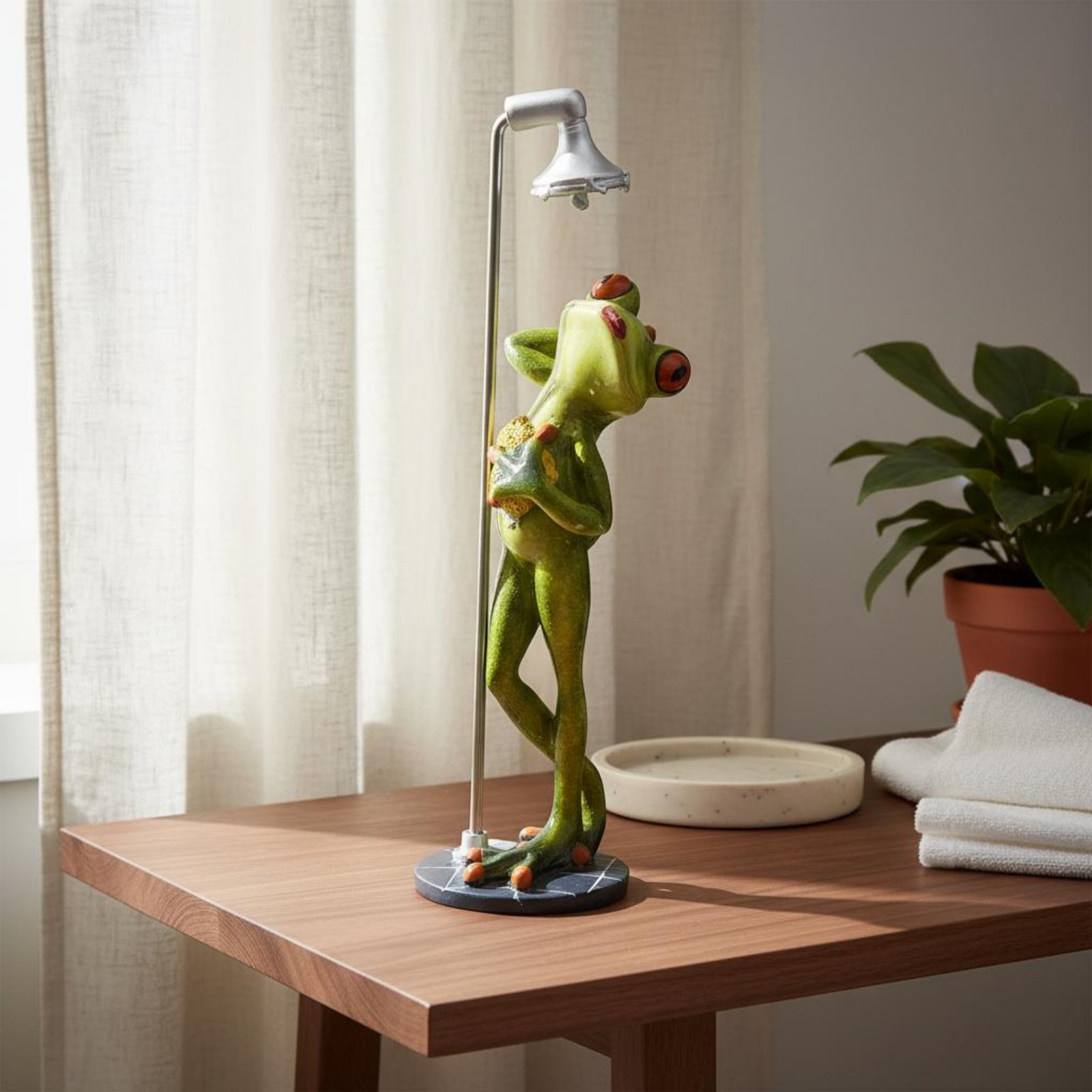 Showering Frog Figurine Novelt - Home Bath ulasan dan harga