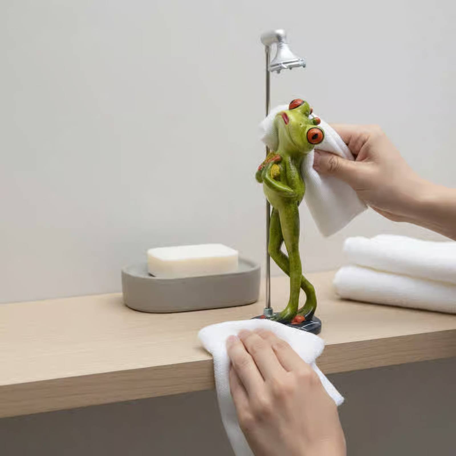 Showering Frog Figurine Novelt - Home Bath ulasan dan harga