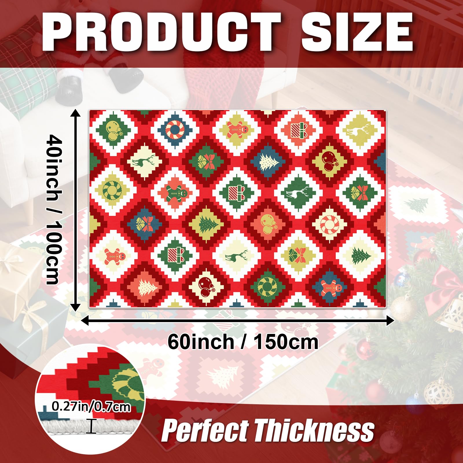 Washable Christmas Area Rug, X - Home Bathroom Upgrades ulasan dan harga