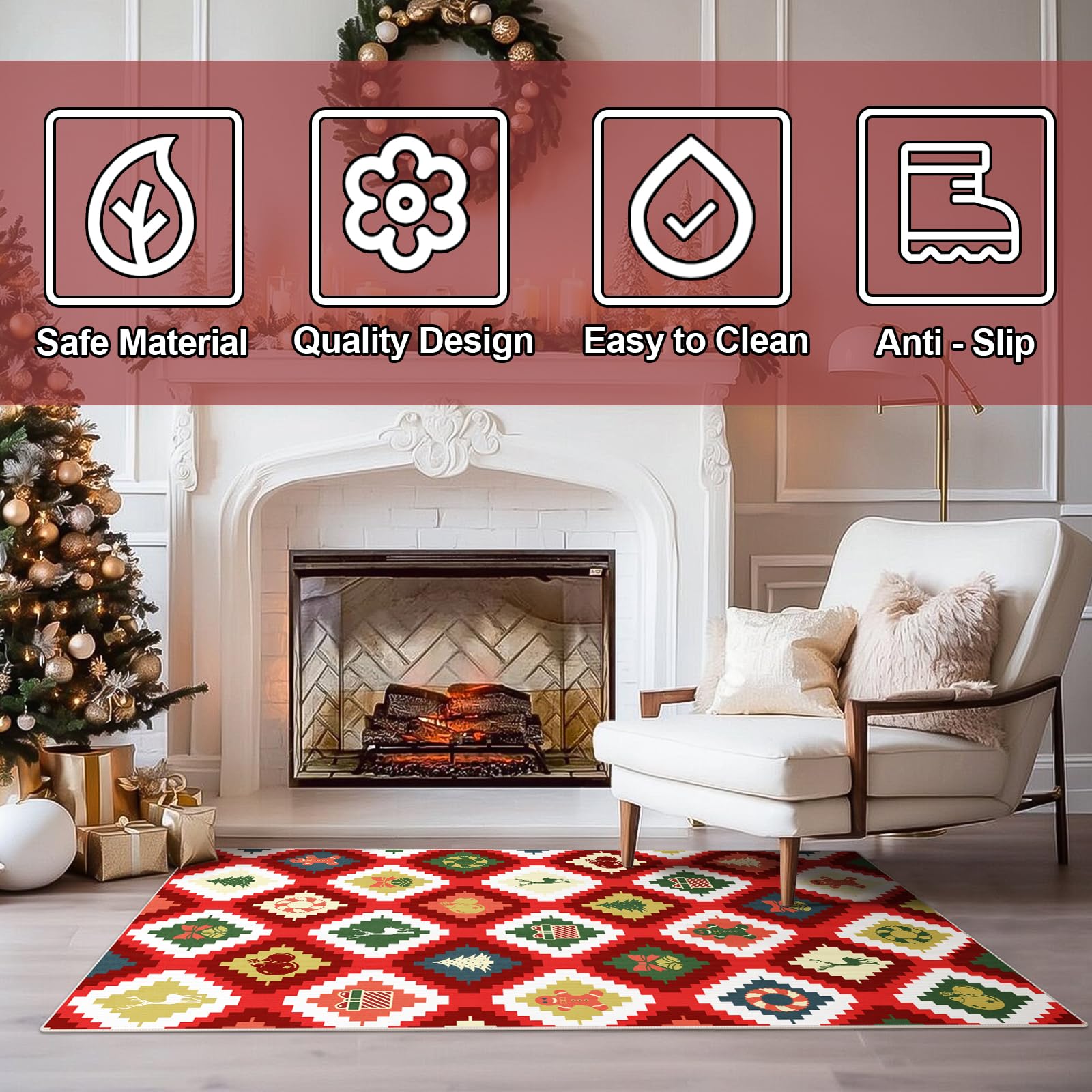 Washable Christmas Area Rug, X - Home Bathroom Upgrades ulasan dan harga
