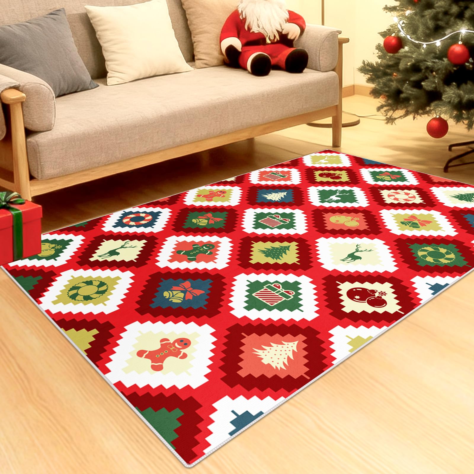 Washable Christmas Area Rug, X - Home Bathroom Upgrades ulasan dan harga