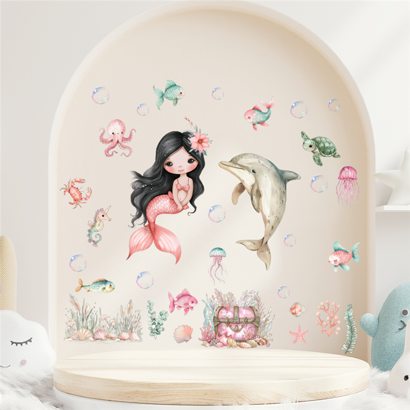 Cartoon Fish Sealife Dolphin M - Home Bathroom Wall Tiles ulasan dan harga