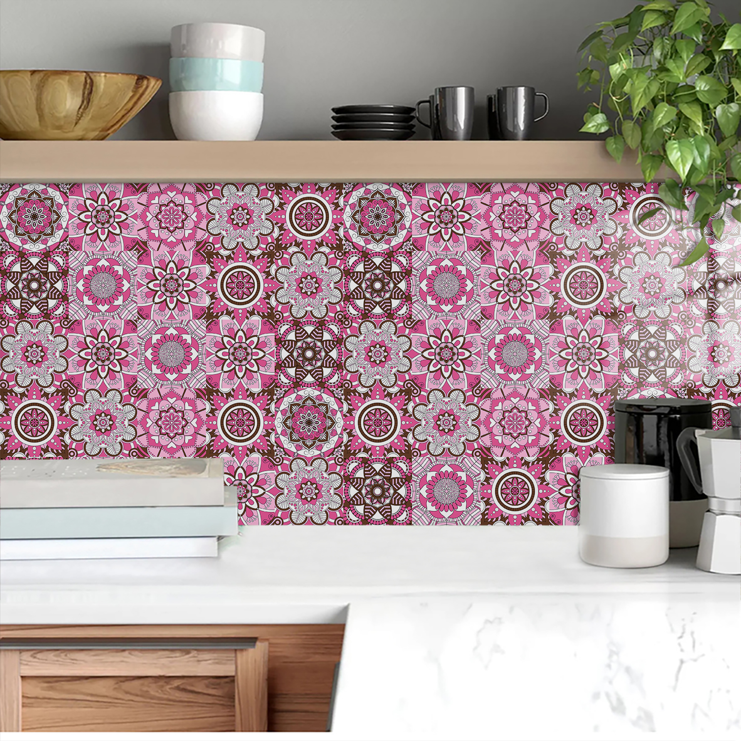 Pink Mandala Vintage Decor Til - Home Bathroom Wall Tiles ulasan dan harga