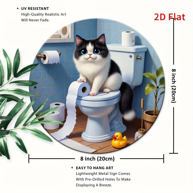 2D Metal Sign Funny Cat On Toi - Home Decor Bathroom Ideas ulasan dan harga