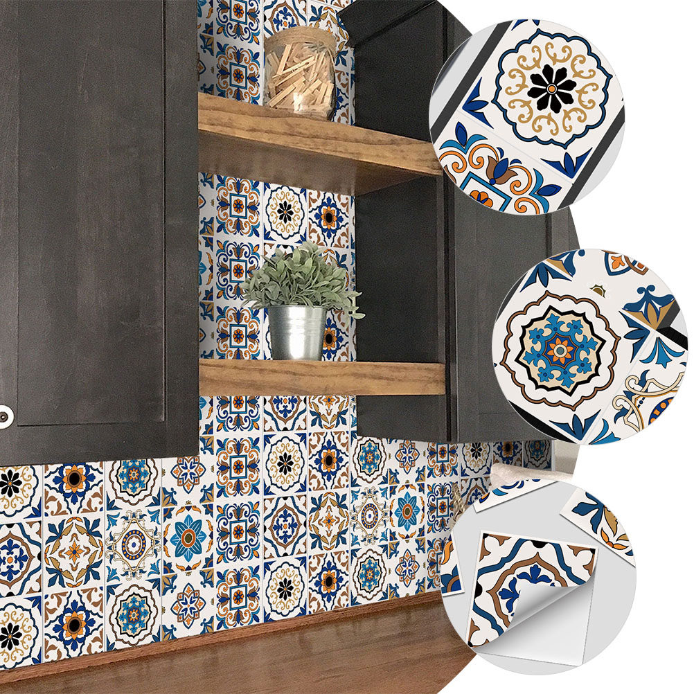Retro Tile Stickers Self Adhes - Home Kitchen Bathroom Cleaning ulasan dan harga
