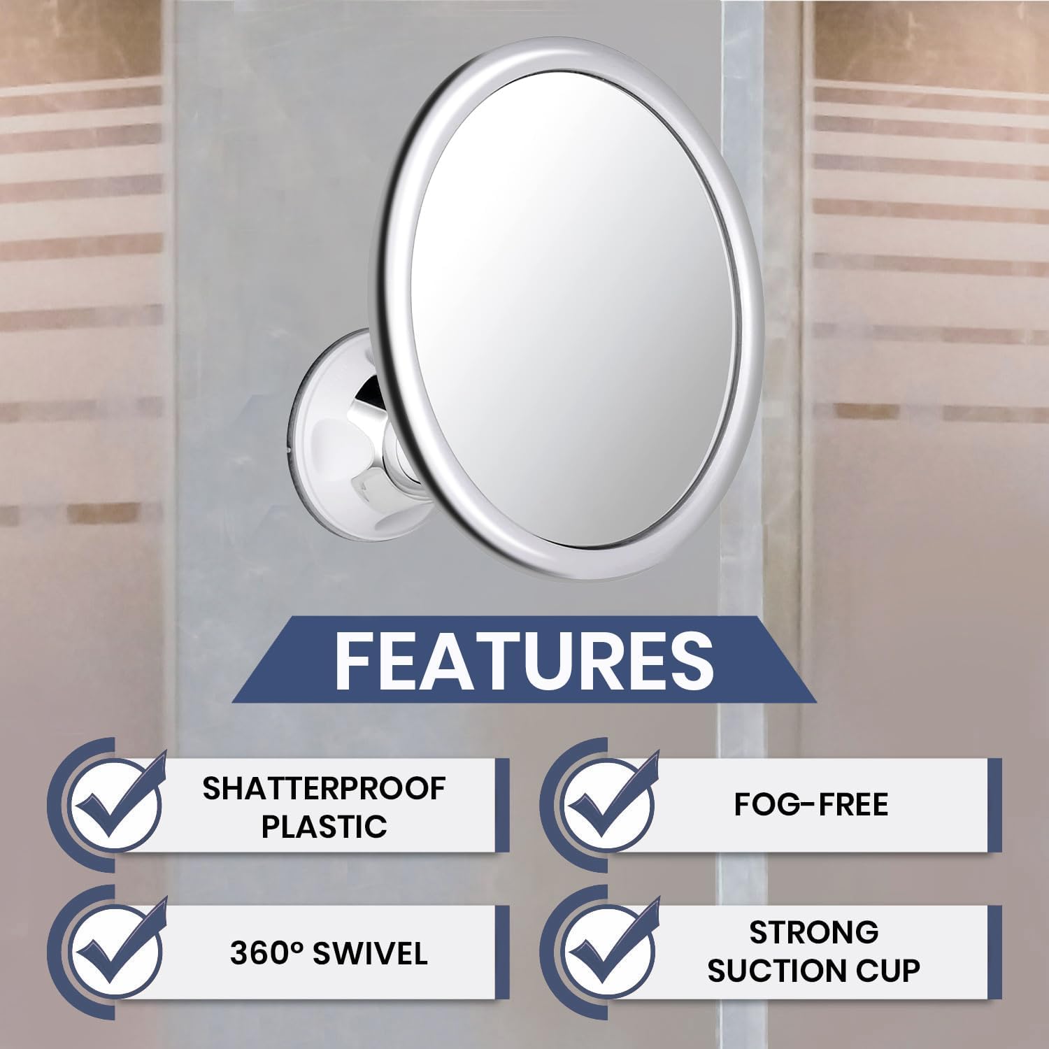 Fogless Makeup Bath Mirror Wit - Shaving Mirror Suction ulasan dan harga