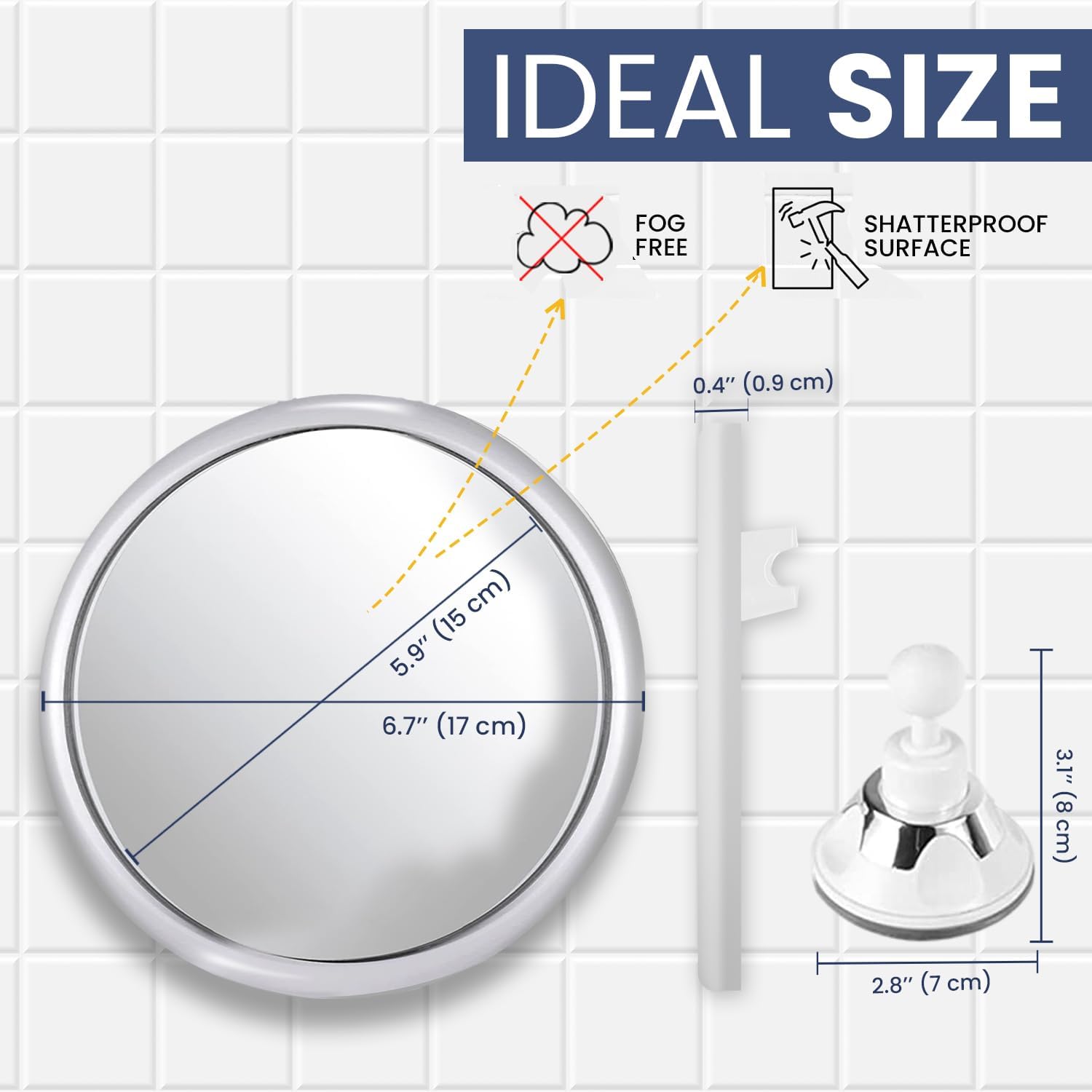 Fogless Makeup Bath Mirror Wit - Shaving Mirror Suction ulasan dan harga