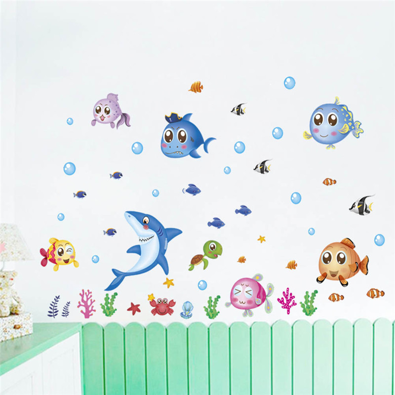 Cute Fishes Whale Shark Sealif - Home Bathroom Wall Tiles ulasan dan harga