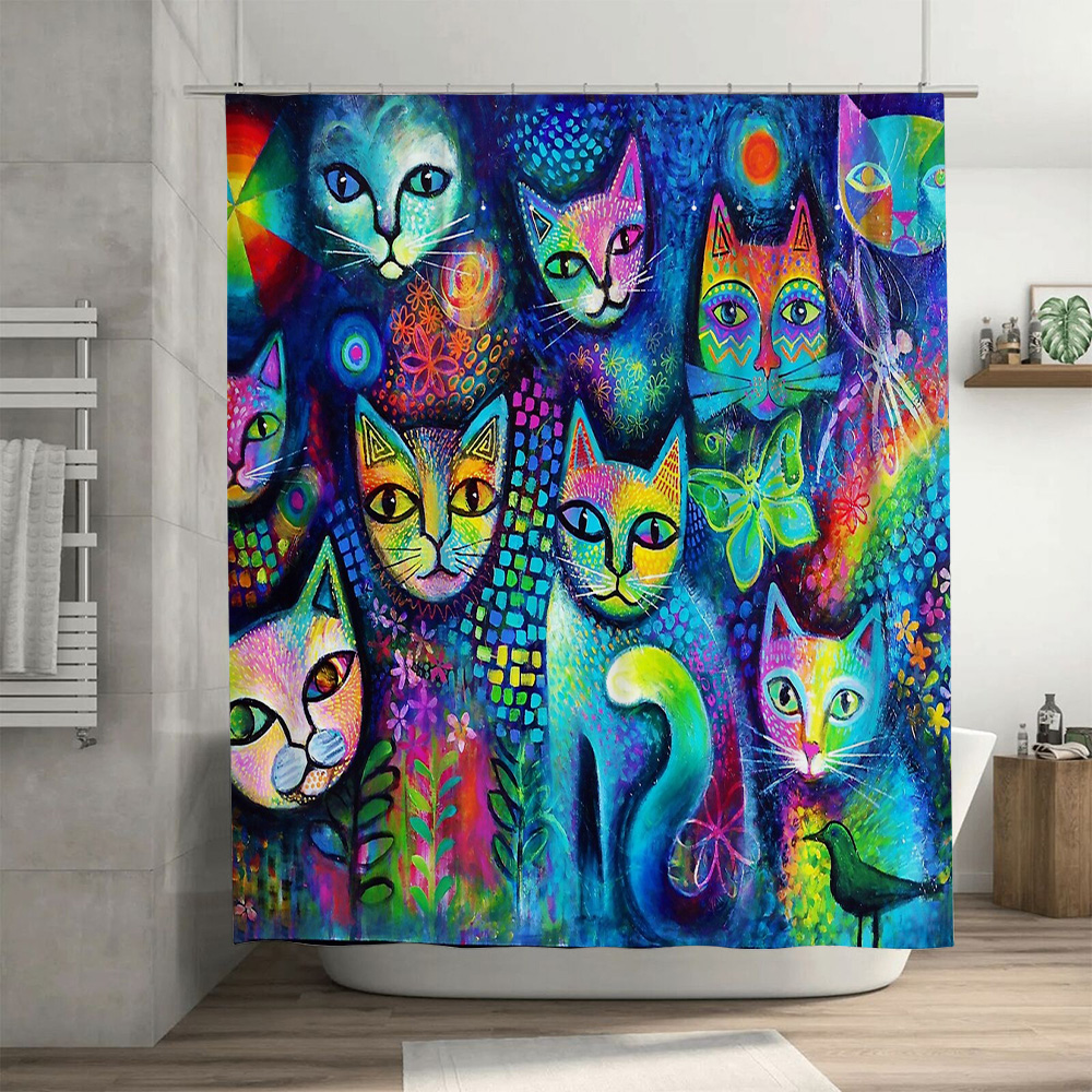 Cat Shower Curtain Artistic An - Home Decor Bathroom Ideas ulasan dan harga