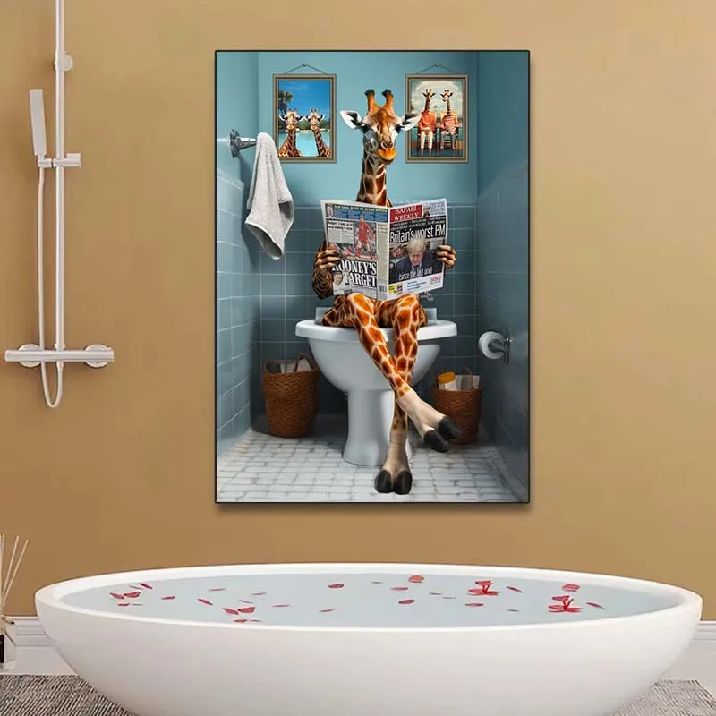 Funny Animal Wall Art Poster P - Home Bathroom Pic ulasan dan harga