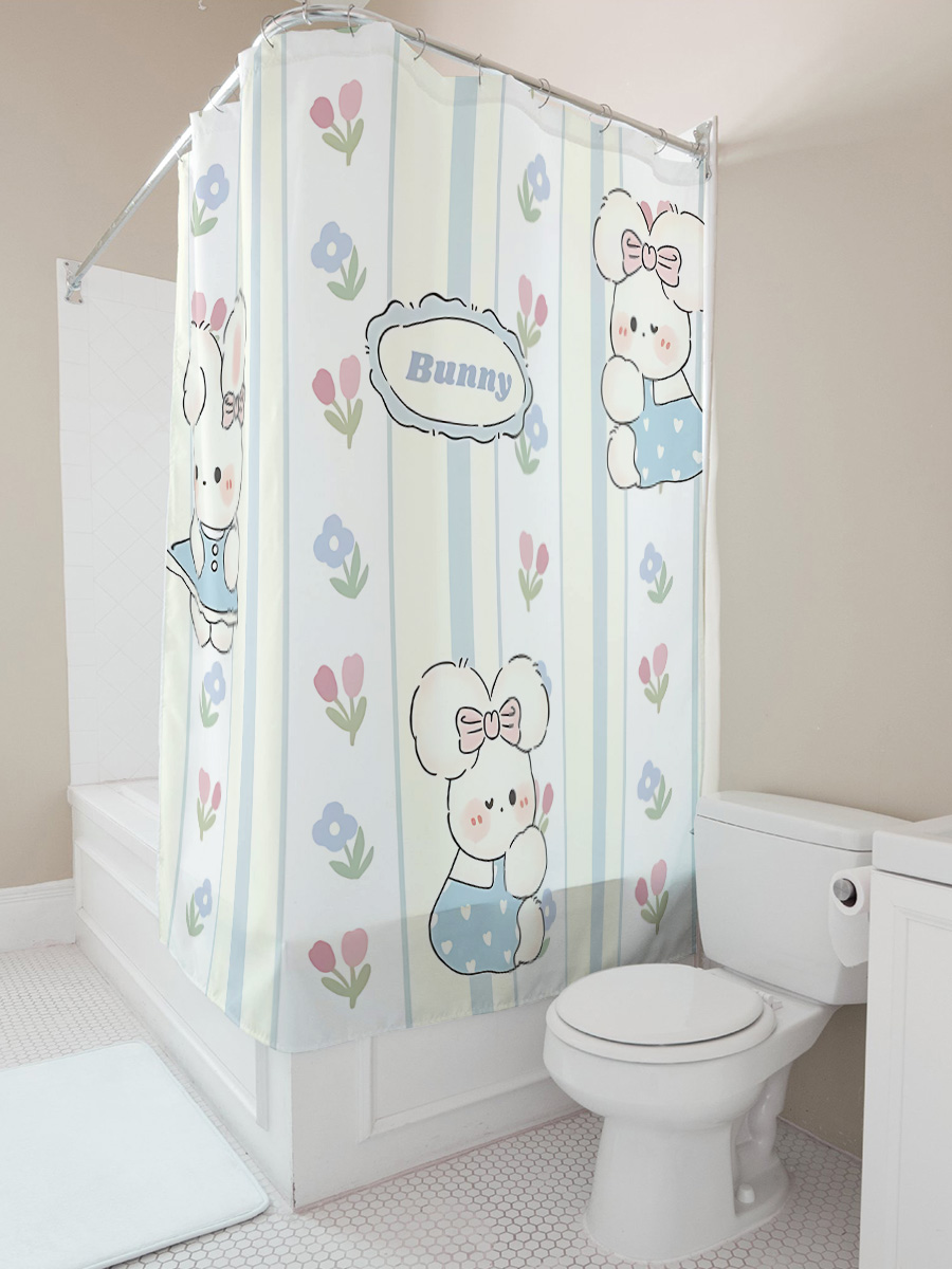 Adorable Bunny Shower Curtain  - Home Bathroom Upgrades ulasan dan harga